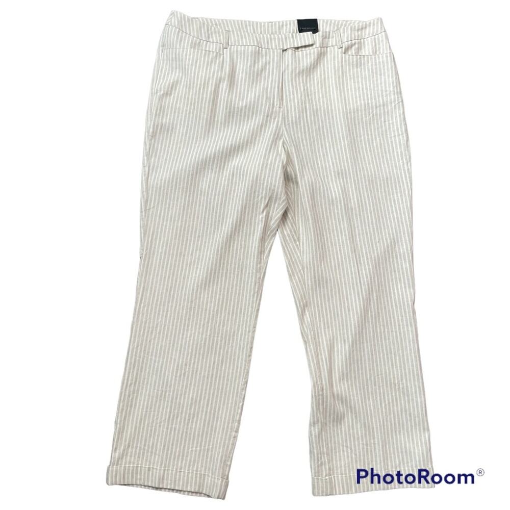Lane Bryant Lena Pants NWT Cream Stripe Linen Trouser Size 22 NEW